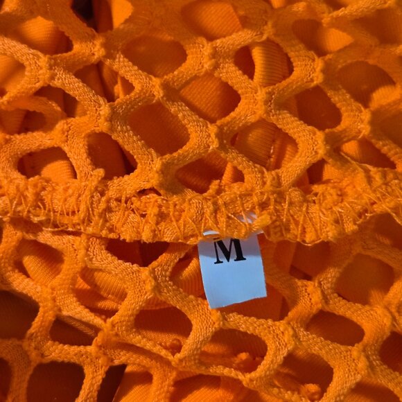 NWOT | Neon Orange Fishnet Crop Top & Tank Set | Festival Rave Wear | Size M - Picture 4 of 6